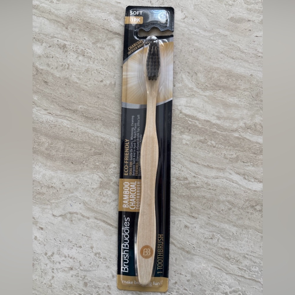 Brush Buddies Bamboo Charcoal Toothbrush Soft Bristle 1 Pack